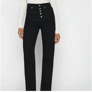 NWT Reformation Wilder High Rise Wide Leg Rhinestone Black Jeans Size 28